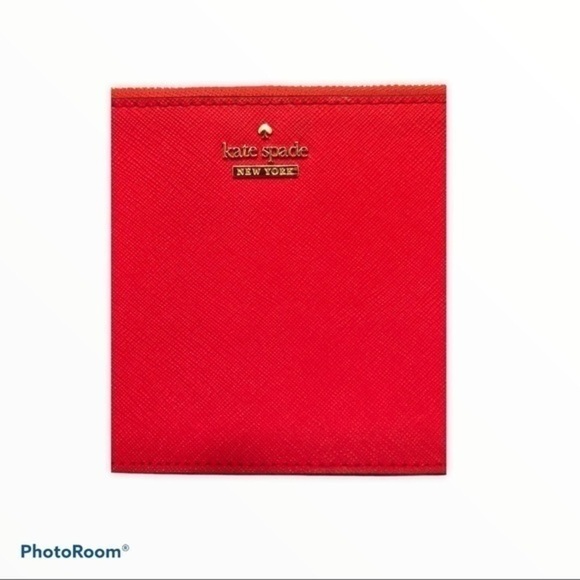Kate spade red saffiano leather wristlet mini bag